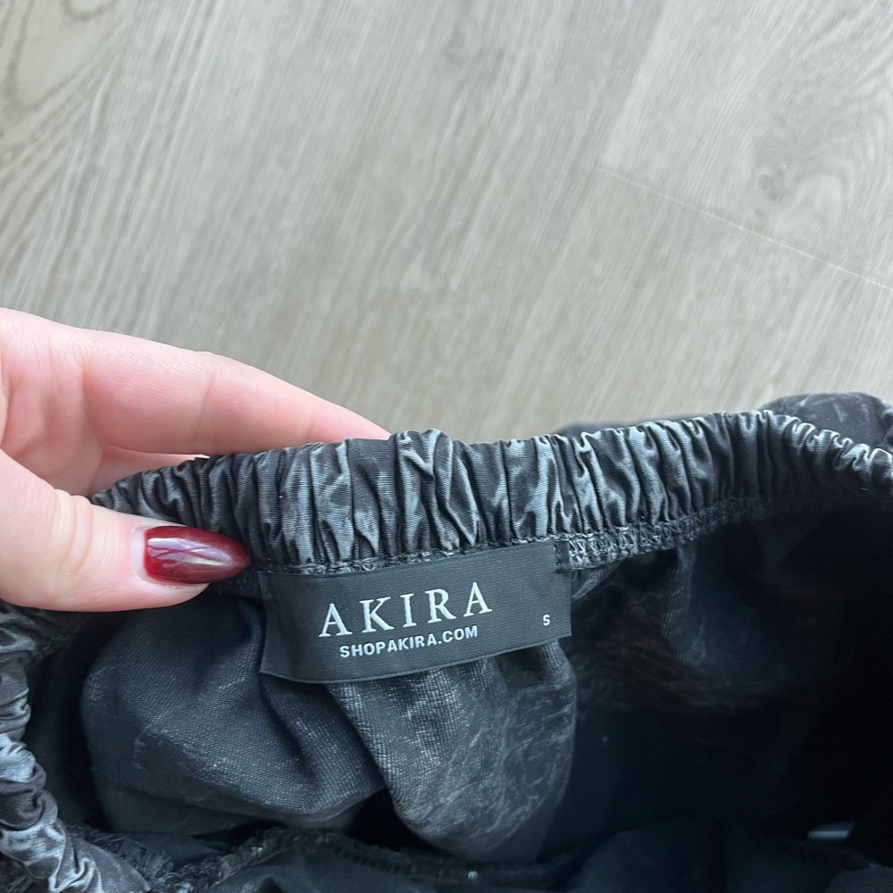 AKIRA Black Mineral-Wash Halter Bubble Mini Dress - Picture 4 of 5
